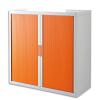 PAPERFLOW EasyOffice armoire dmontable corps en PS teint Blanc Orange - Dimensions L110xH104xP41,5 cm