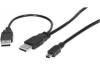 CORDON USB 2.0 REPRISE D'ALIM - 2 X A / MINI 5 POINTS 1,0 M