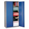 MT INTERNATIONAL Armoire haute gris clair + portes bleues 3 tablettes dmontable L92 x H181 x P46 cm