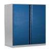 MT INTERNATIONAL Armoire haute gris + portes bleues 3 tablettes dmontable - Dim. L92 x H102 x P46 cm