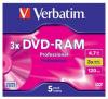 PACK DE 5 DVD-RAM VERBATIM 3X 4.7GB TYPE 2 AVEC CARTOUCHE