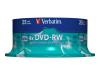 SPINDLE DE 25 x DVD-RW 4.7GO 120MIN 4x ARGENT MAT VERBATIM Eco Contribution 22.5 euro inclus
